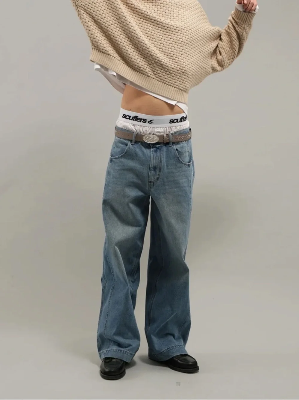 Scuffers NWT Hotel Blue Pants Denim Baggy Oversized Grunge Street Mens 46